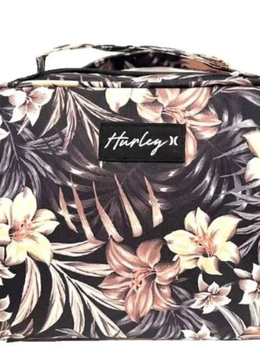 Hurley ~ travel cosmetic / makeup bag - black tropical floral